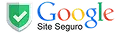 Selo do Google "Site Seguro" com um escudo verde e um sinal de visto.
