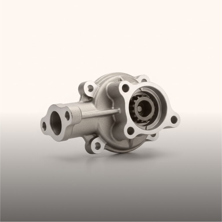 Uma peça de motor metálica chamada de bomba de óleo